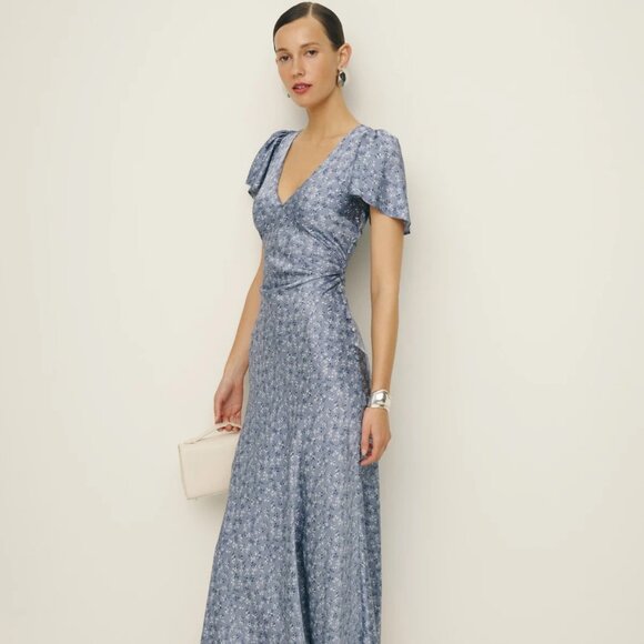 Reformation Vida Satin Dress in Mazzy - Picture 1 of 4